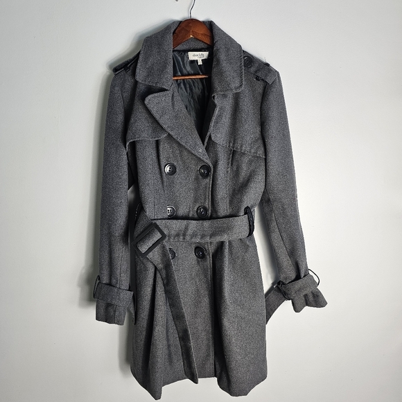 Charlotte Ruse Gray Double-Breasted Trench Coat Size XL - Picture 1 of 3